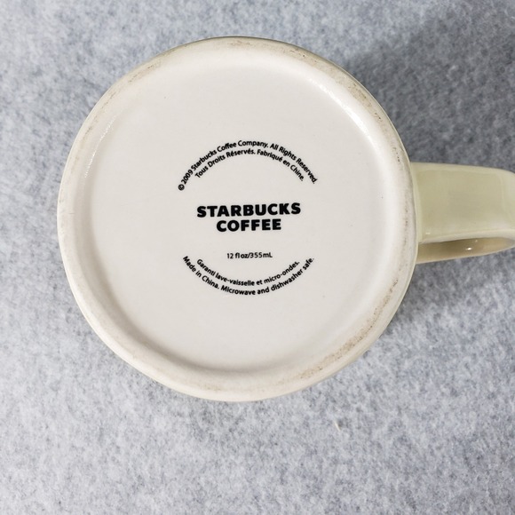 Starbucks Daily Cup 2009 Beige Tan Ceramic Coffee Mug Brown Inside 12oz - Picture 4 of 8